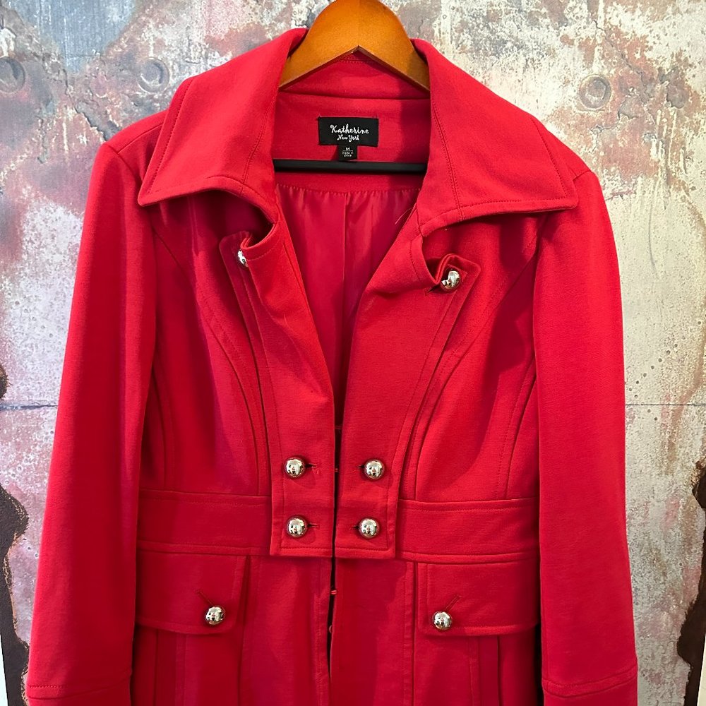 Red Wool coat with Gold Buttons